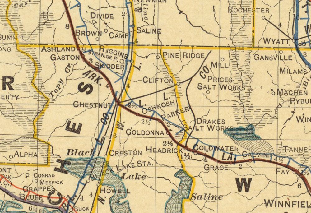 Louisiana Logging & Lumber Company (La.), Map Showing Tram in 1913.