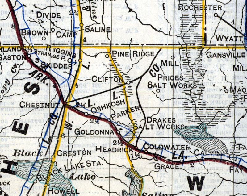 Louisiana Logging & Lumber Company (La.), Map Showing Tram in 1914.