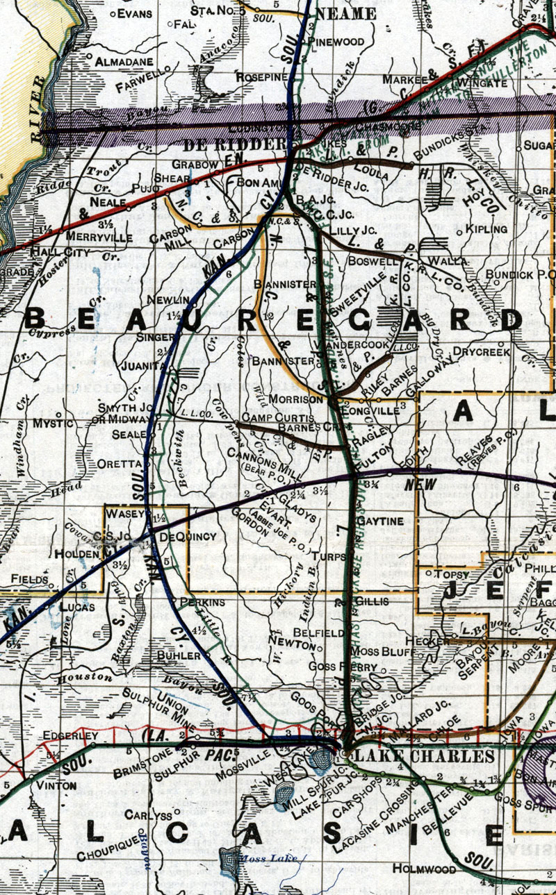 Louisiana & Pacific Railway Company (La.), Map Showing Route in 1920.