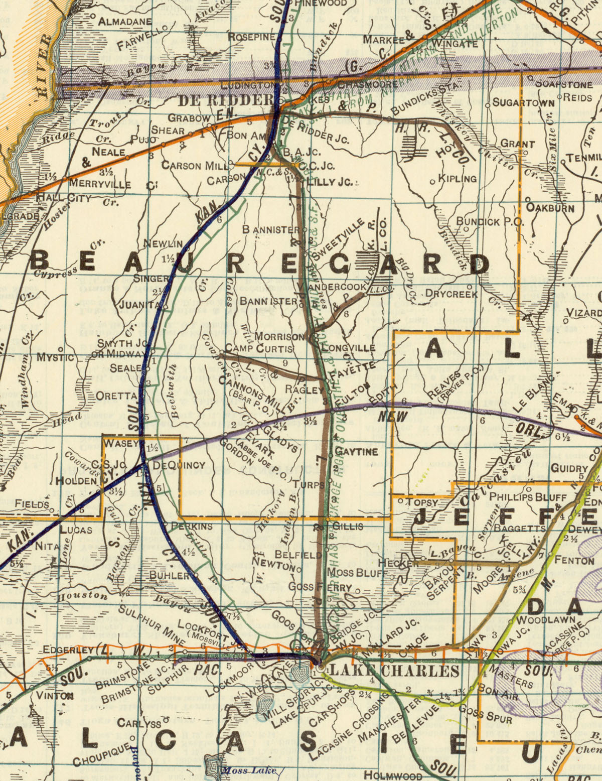 Louisiana & Pacific Railway Company (La.), Map Showing Route in 1922.