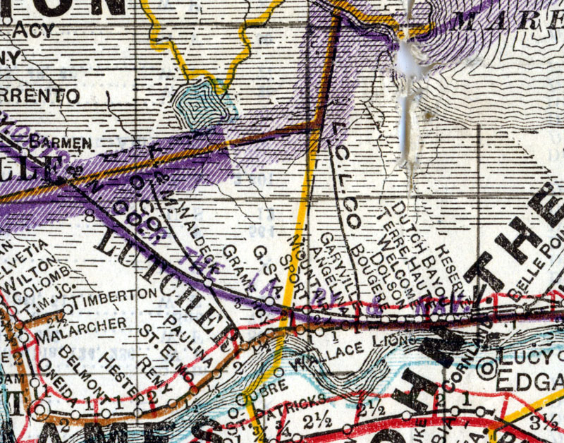 Lutcher & Moore Cypress Company, Map Showing Tram in 1914.