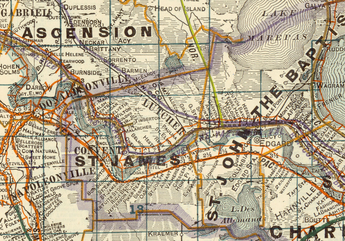Lutcher & Moore Cypress Company, Map Showing Tram in 1922.