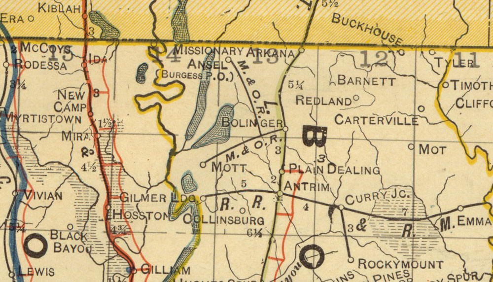 Martindale & Ouachita River Railroad Company (La.), Map Showing Route in 1913.
