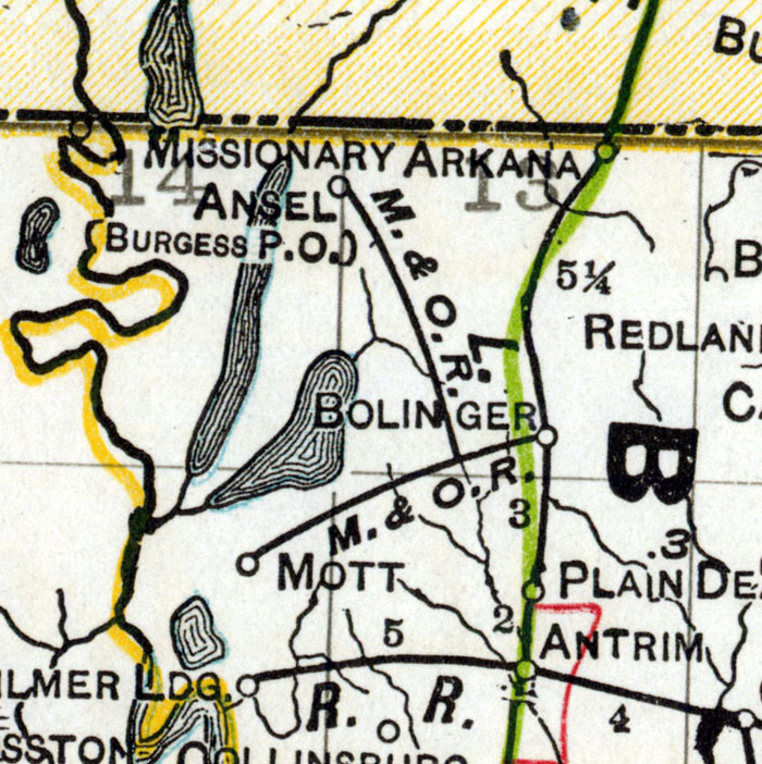 Martindale & Ouachita River Railroad Company (La.), Map Showing Route in 1914.