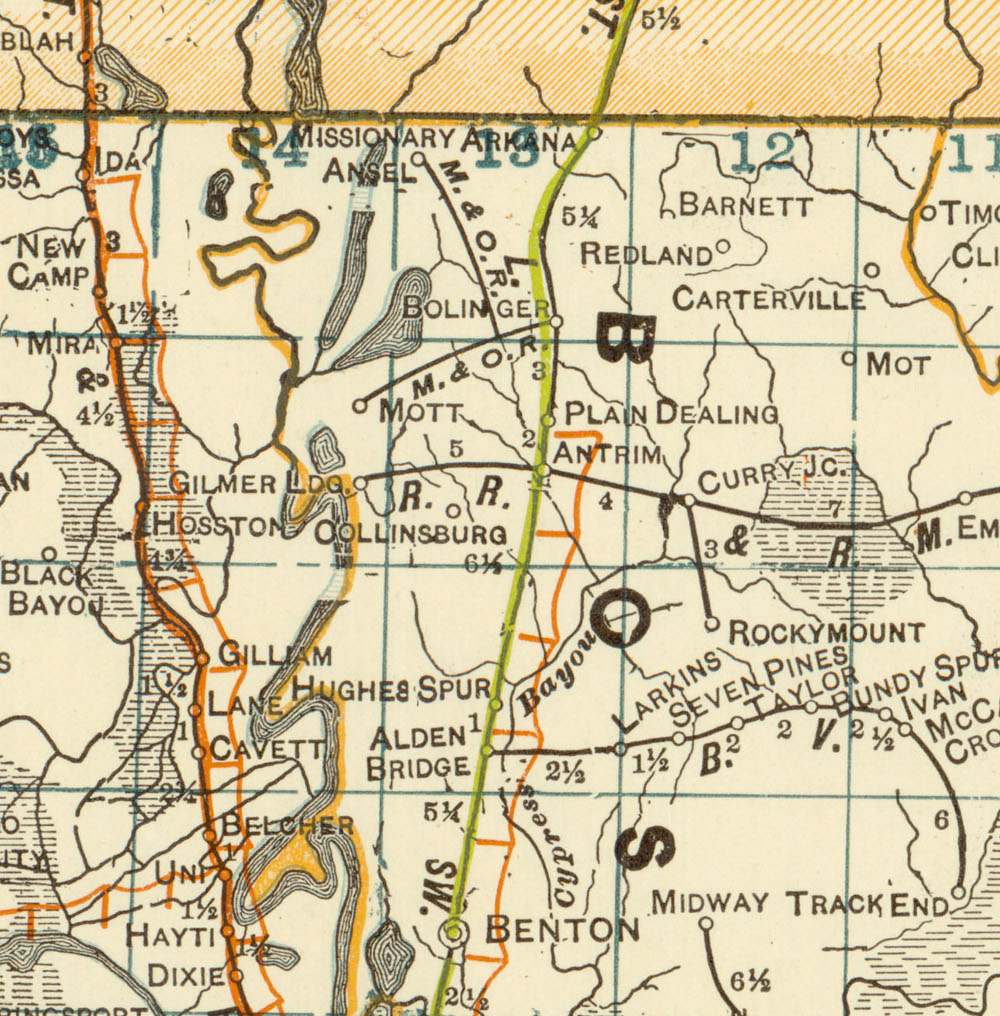 Martindale & Ouachita River Railroad Company (La.), Map Showing Route in 1922.