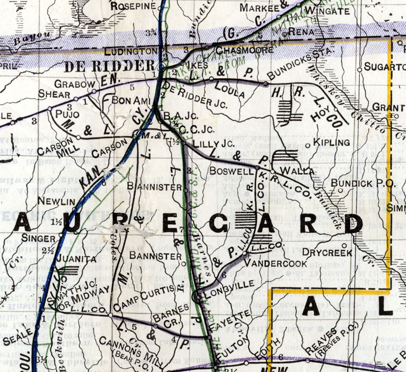 Missouri & Louisiana Railroad Company at Carson, La. Map Showing Route in 1914.