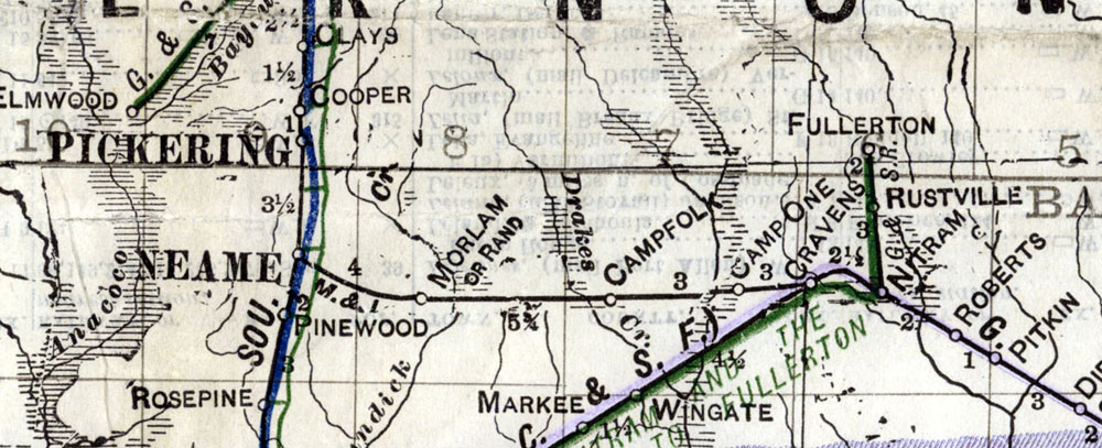 Missouri & Louisiana Railroad Company at Neame, La. Map Showing Route in 1914.
