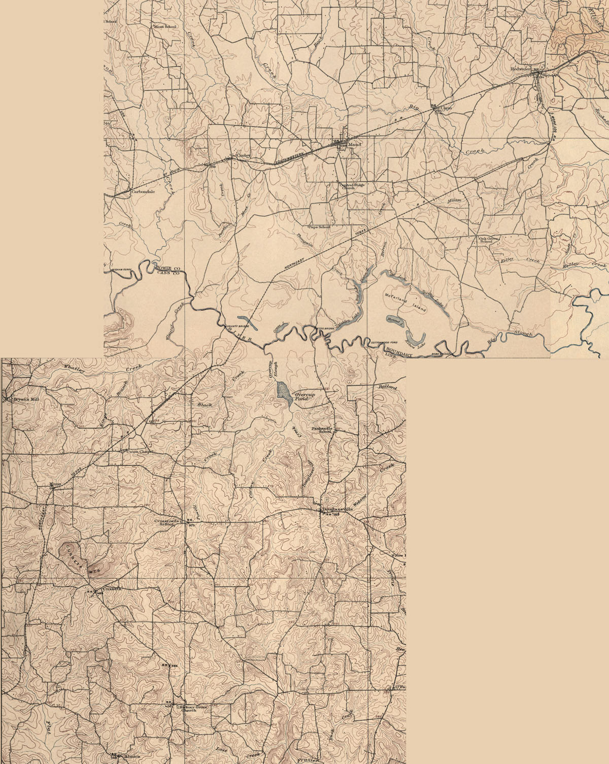 North-East Texas Railroad Company (Redwater Lumber Company) (Tex.), Map Showing Route in the period 1906-1907.