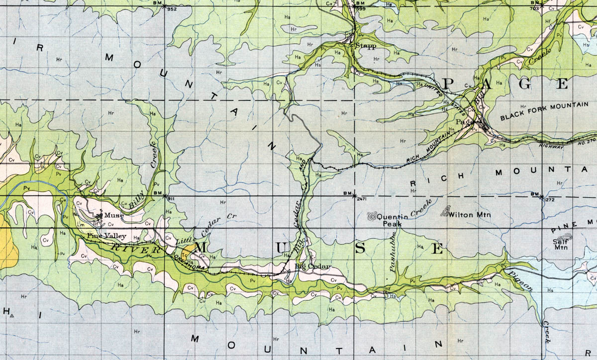 Oklahoma & Rich Mountain Railroad Company (Okla.), Map Showing Route in 1931.
