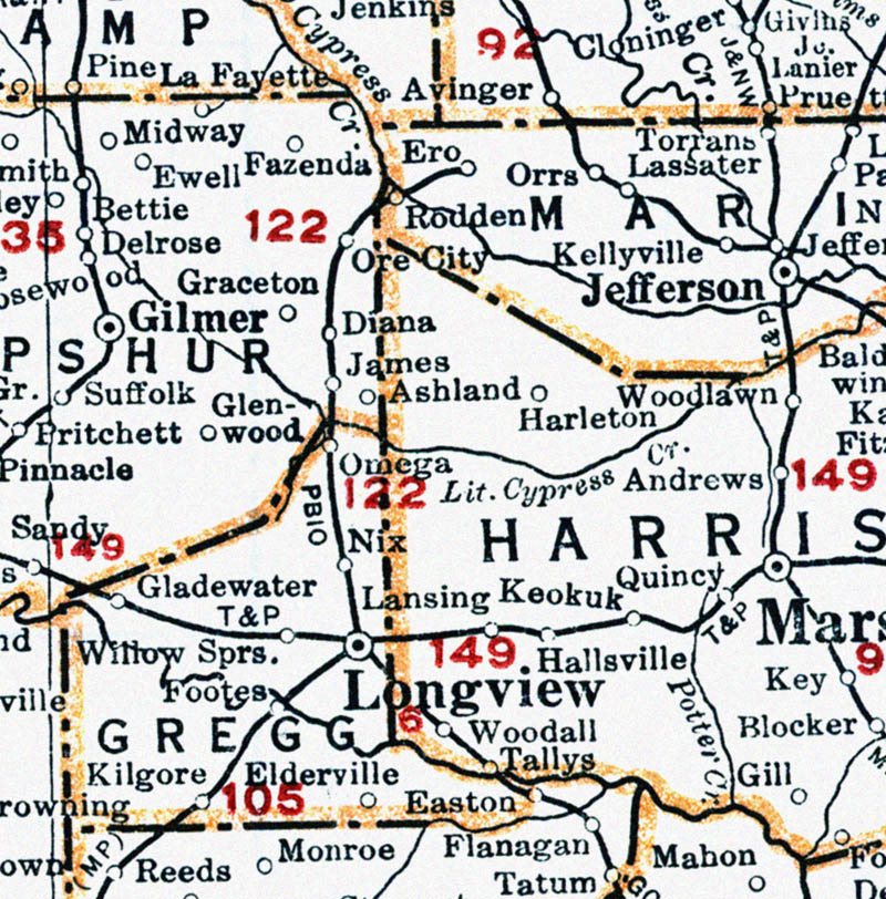 Port Bolivar Iron Ore Railroad Company (Tex.), Map Showing Route in 1930.