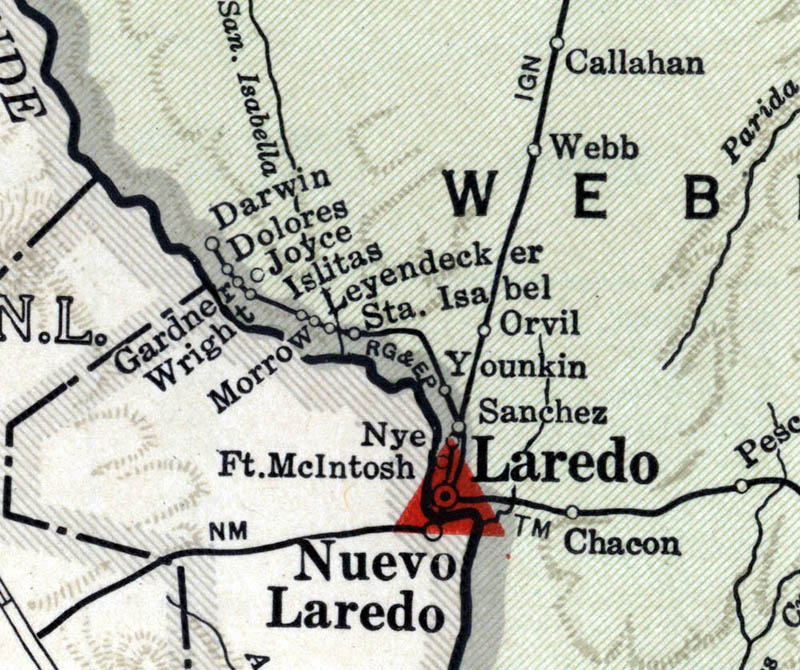 Rio Grande & Eagle Pass Railway Company (Tex.), Map Showing Route in 1937.
