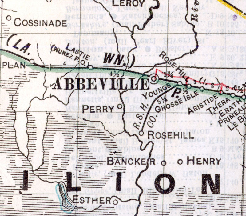Rose Hill Sugar Refining Company (La.), Map Showing Tram in 1914.