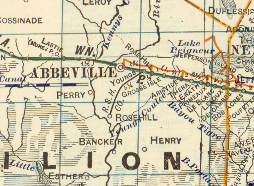 Rose Hill Sugar Refining Company (La.), Map Showing Tram in 1922.
