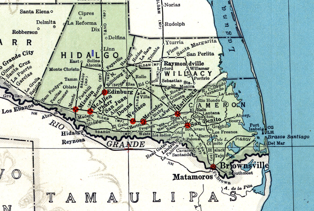 St. Louis, Brownsville & Mexico Railway Company (Tex.), map showing route in South Texas in 1937.