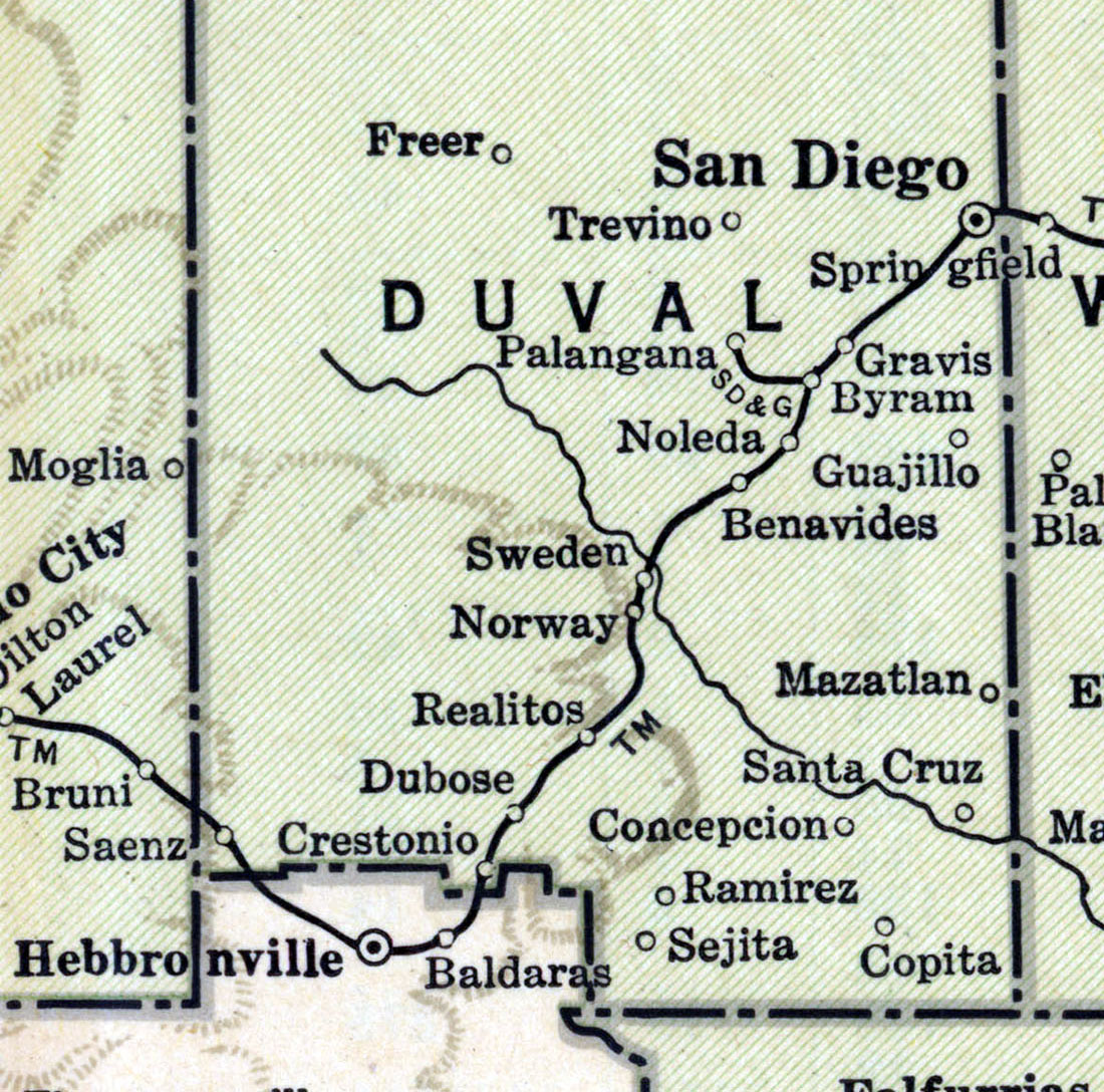 San Diego & Gulf Railway Company (Tex.), map showing route in 1937.