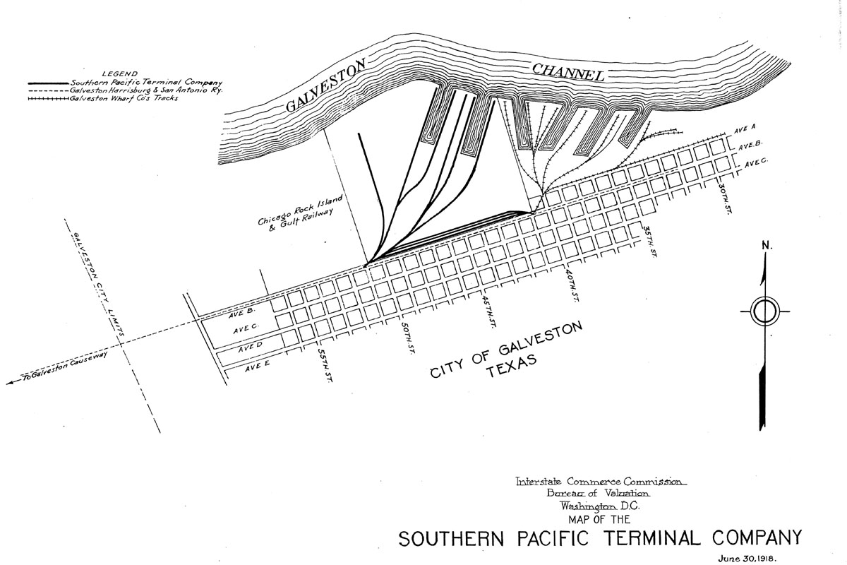 Southern Pacific Terminal Company (Tex.), Map Showing Route in 1918.