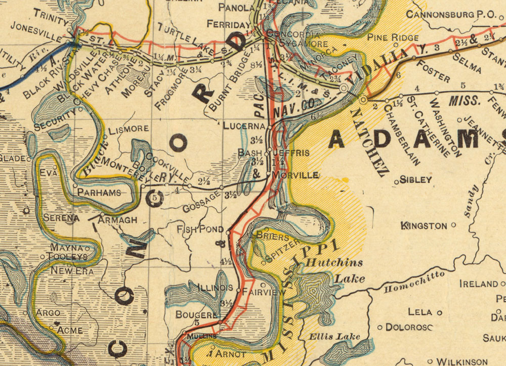 Southern Railway & Navigation Company (La.), Map Showing Route in 1913.
