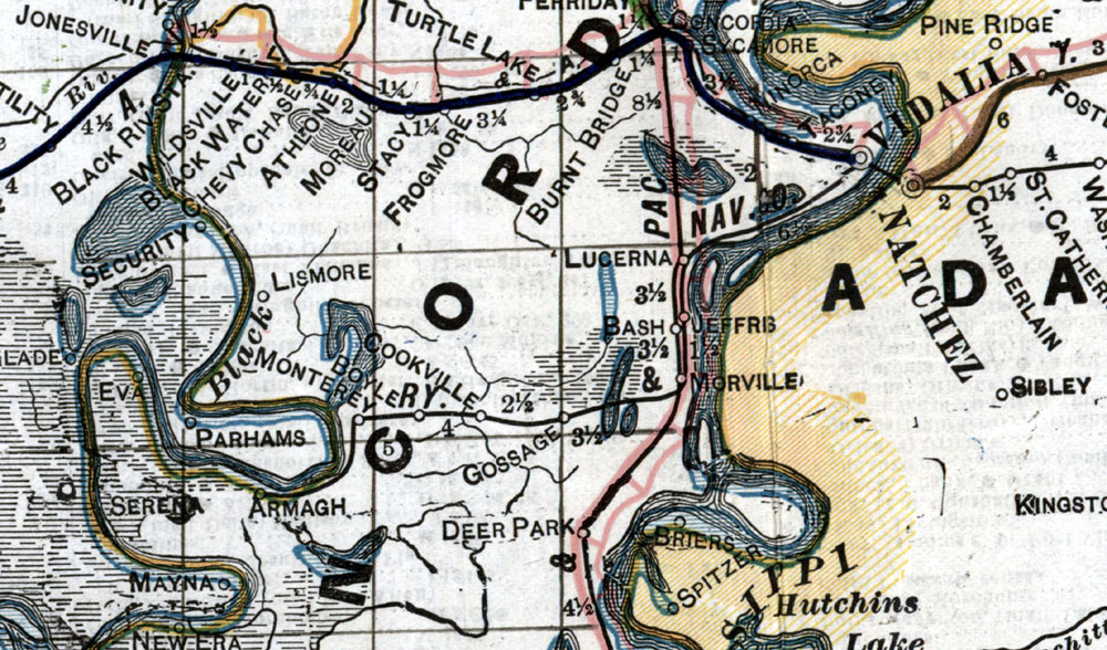 Southern Railway & Navigation Company (La.), Map Showing Route in 1920.