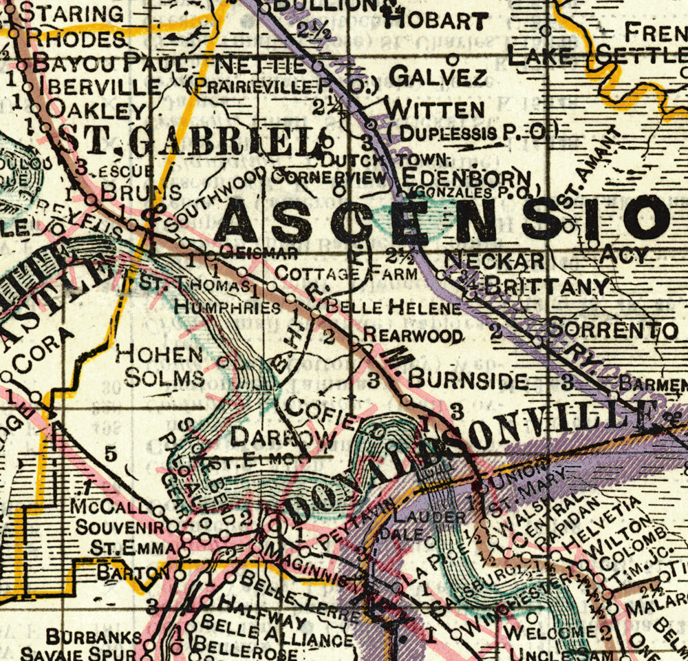 St. Elmo & Belle Helene Railroad Company (La.), Map Showing Route in 1914.