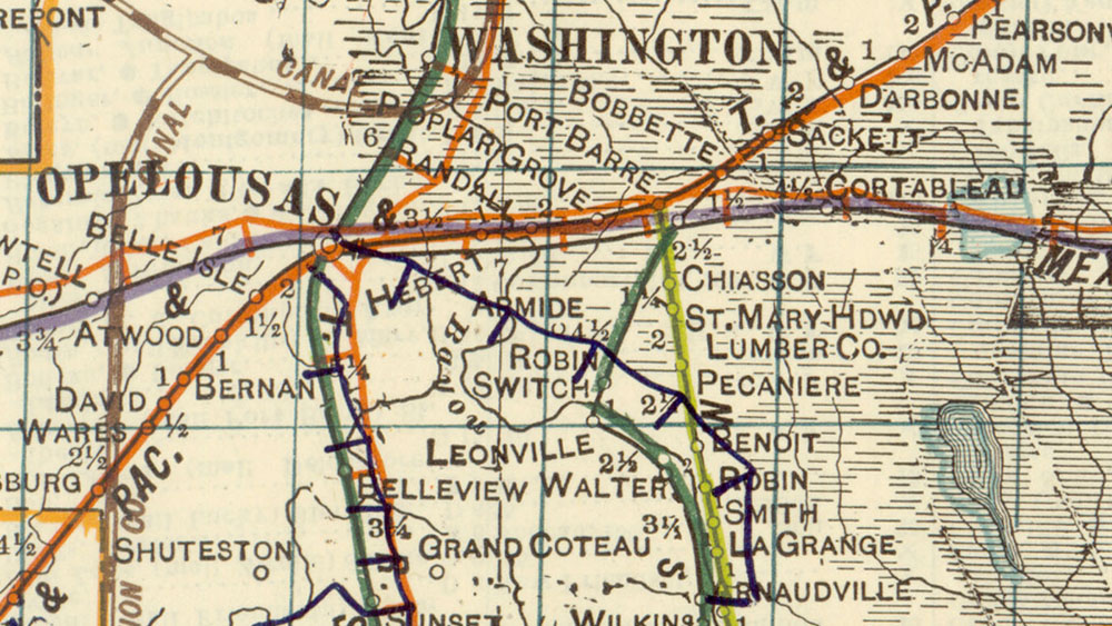 St. Mary Hardwood Company (La.), Map Showing Route in 1922.