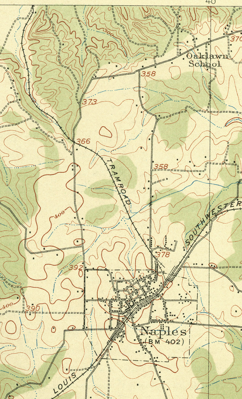 Sullivan-Sanford Lumber Company (Tex.), Map Showing Tram at Naples, Texas in 1912.
