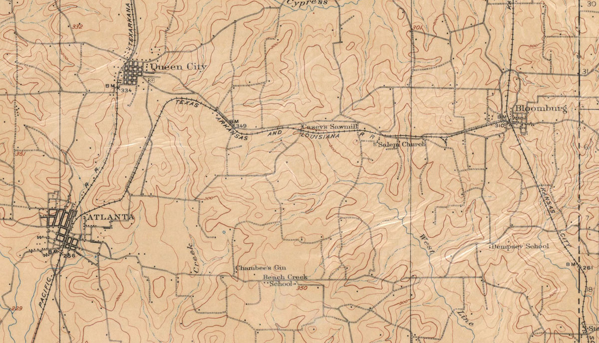 Texas, Arkansas & Louisiana Railway Company (Tex.), Map Showing Route in 1907.