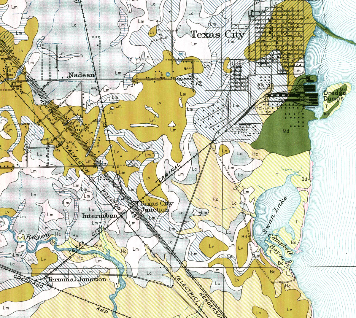 Texas City Terminal Railway Company (Tex.), Map Showing Route and Industrial Tracks in 1935.