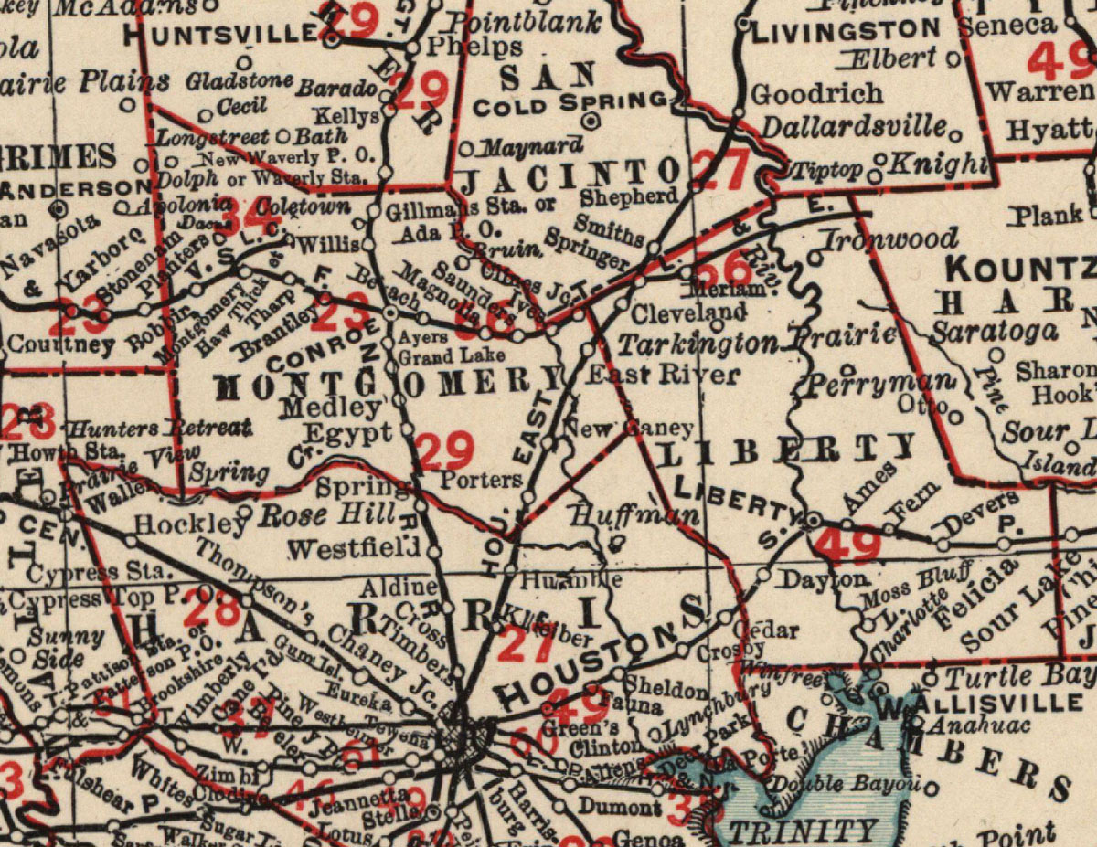Texas, Louisiana & Eastern Railroad Company (Tex.), map showing route in 1895.