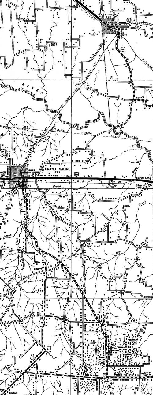 Texas Short Line Railway Company (Tex.), Map Showing Route in 1939.