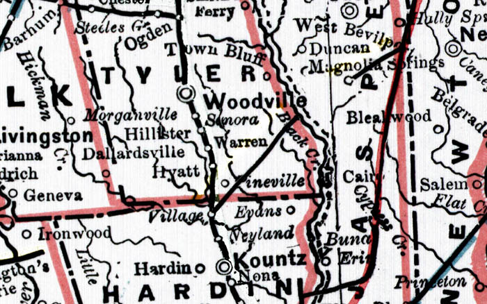 Texas Tram & Lumber Company (Tex.), Map Showing Tram in 1897.