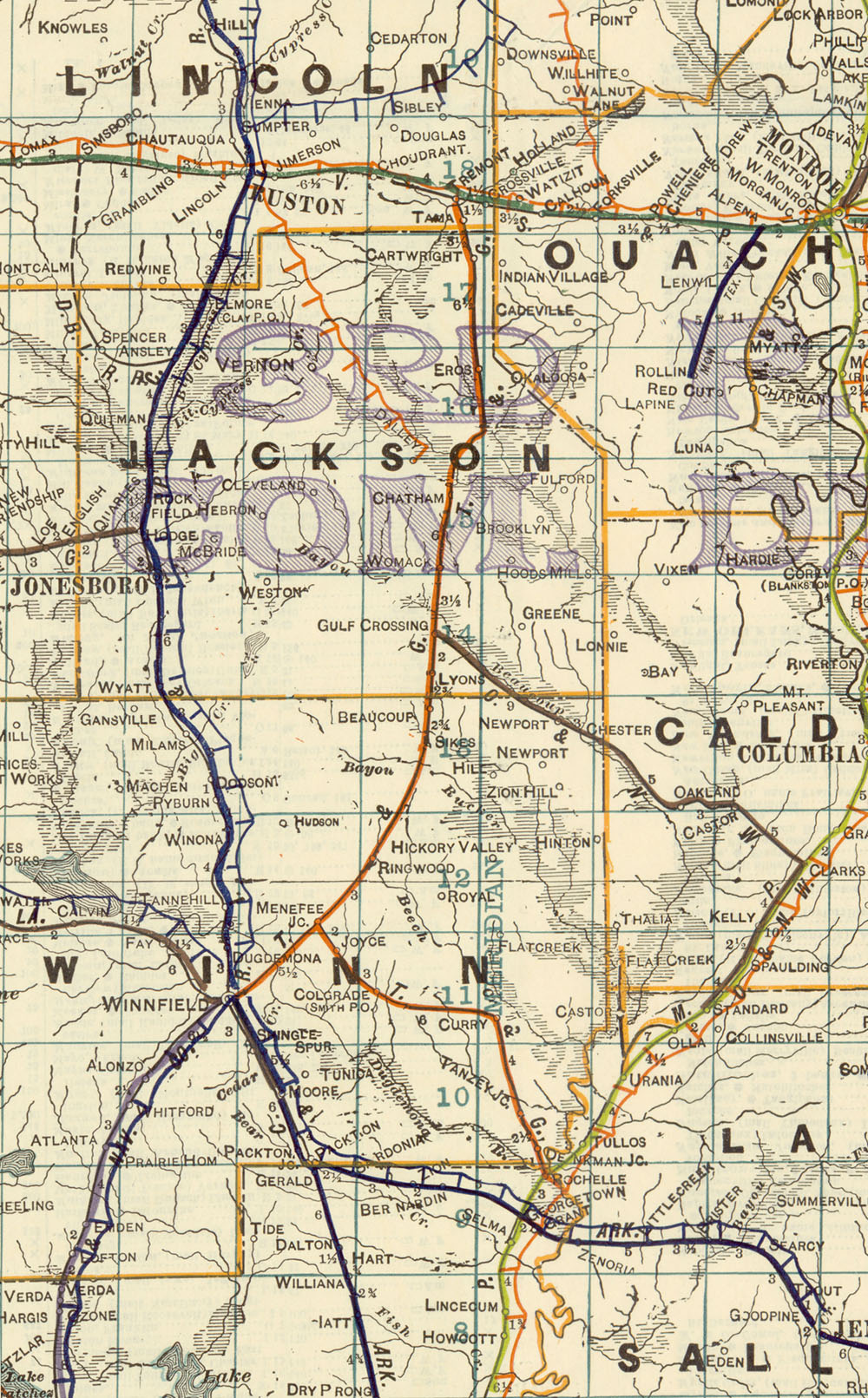 Tremont & Gulf Railway Company (La.), Map Showing Route in 1922.