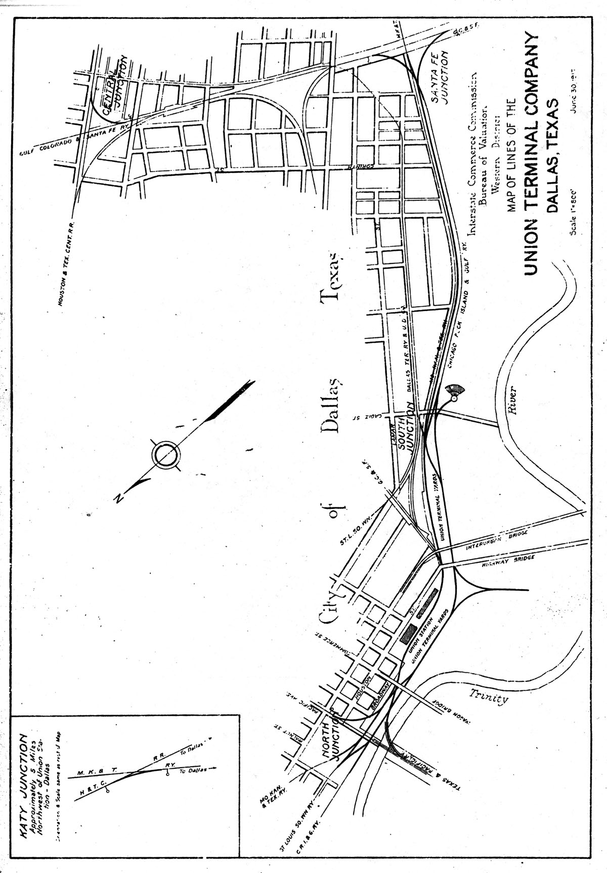 Union Terminal Company (Dallas, Tex.), Map Showing Tracks and Properties in 1917.
