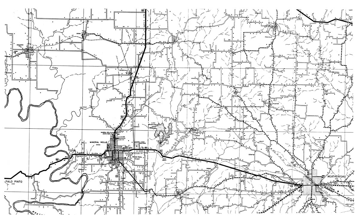 Weatherford, Mineral Wells & Northwestern Railway Company (Tex.), Map Showing Route in 1939.