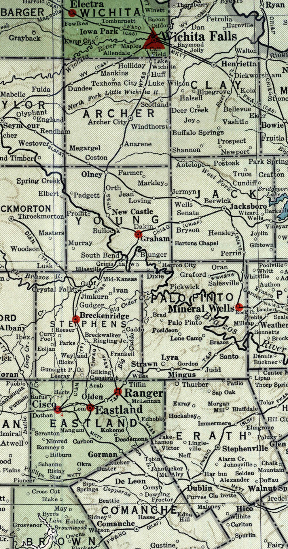 Wichita Falls & Southern Railway Company (Tex.), Map Showing Route in 1937.