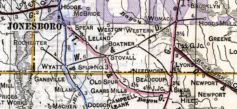 Wyatt & Donovan Railway Company (La.), Map Showing Route in 1914.