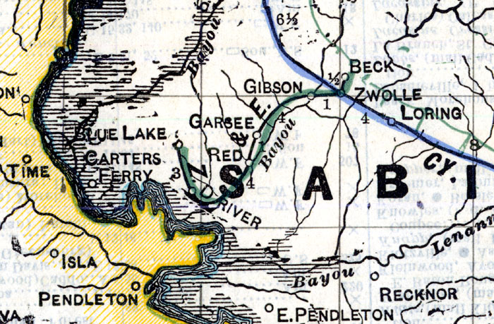 Zwolle & Eastern Railroad Co. (La.), Map Showing Route in 1914.
