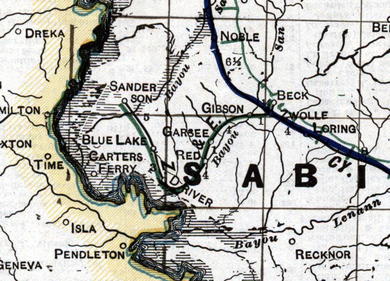 Zwolle & Eastern Railroad Co. (La.), Map Showing Route in 1920.