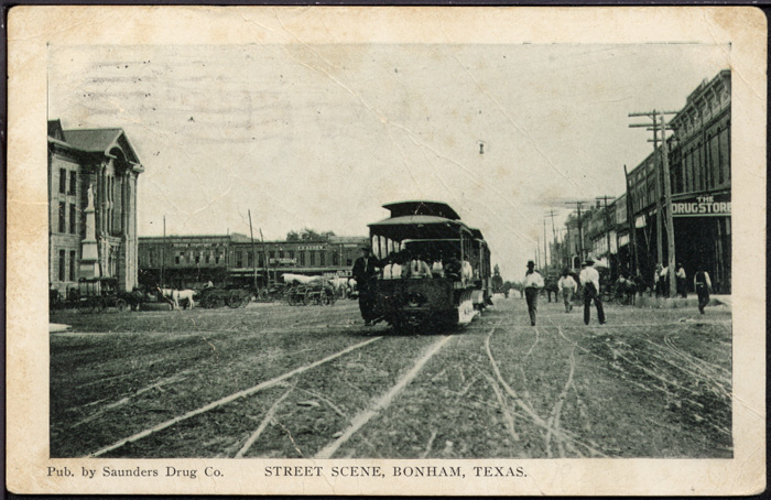 Bonham Street Ry., three cars on the square. 