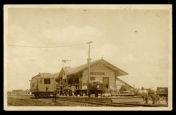 San Benito & Rio Grande Valley Ry. gasoline railcar no. 102 at Mission, Texas. 